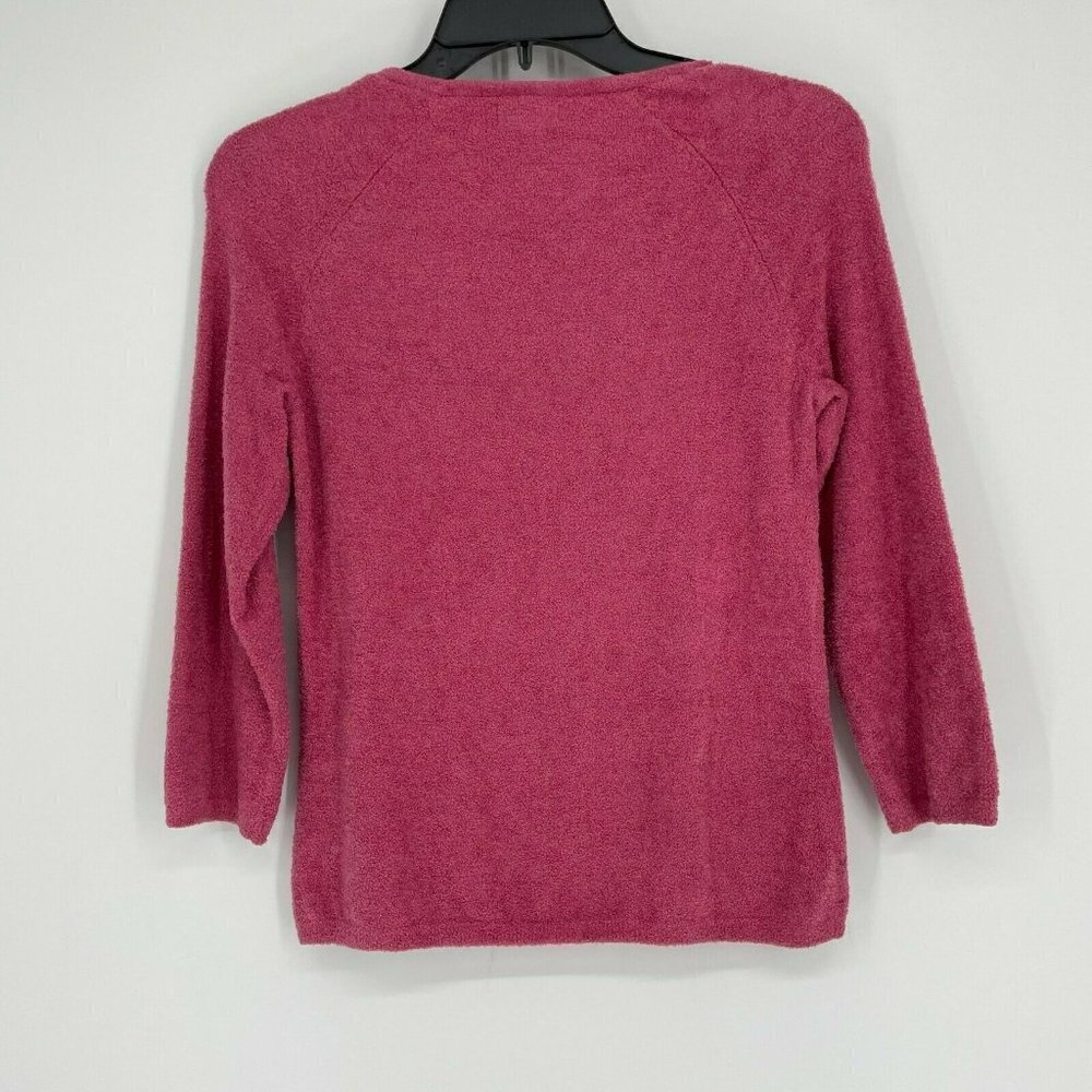 Evie Tops Women's S Fuchsia Pink Square Neck Raglan Sleeve Knit Stretch Pullover - Picture 2 of 6